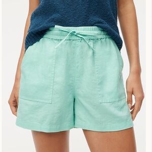J.CREW Sunwashed Mint Linen Blend Drawstring Shorts